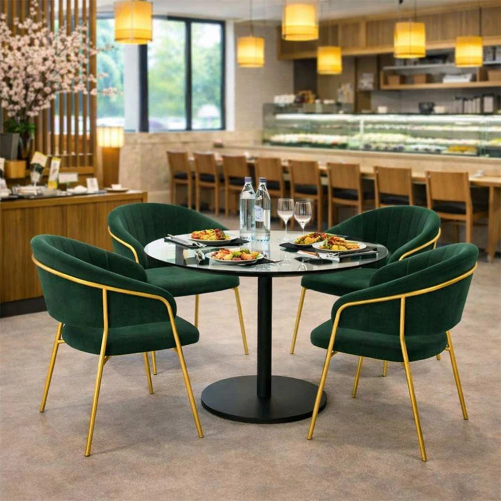 Sedie da sala da pranzo set da 4 Aurelia con schienale in velluto verde