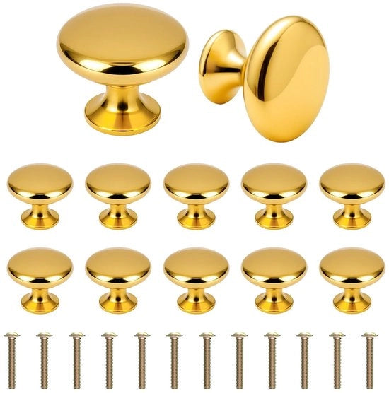 Set di maniglie a forma rotonda - maniglie moderne per porte - set da 12 - oro