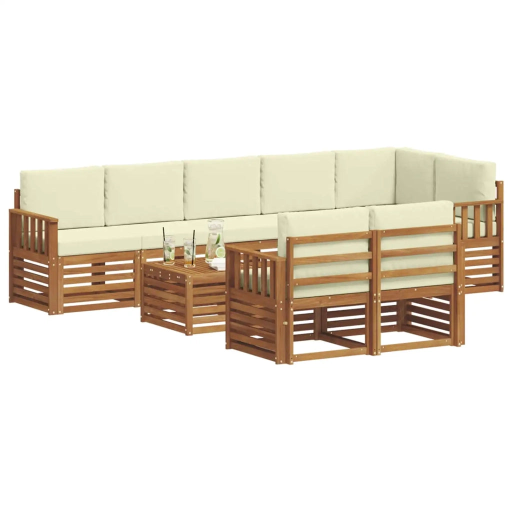 Set di divani da esterno 9 pz Naturale e Crema Poliestere 3375040