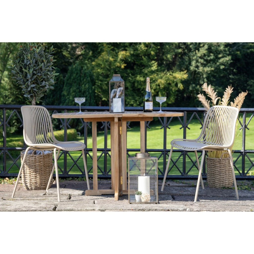 Set di 4 Sedie da Giardino Branson, Beige, Plastica, 55x46,5x82 cm