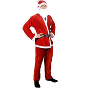 Trade Shop - Vestito Abito Costume Uomo Travestimento Babbo Natale Universale 5 Pz Rosso -