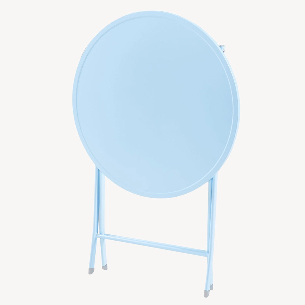 Tavolo Pieghevole Sande con Piano Rotondo - Azzurro [en.casa]