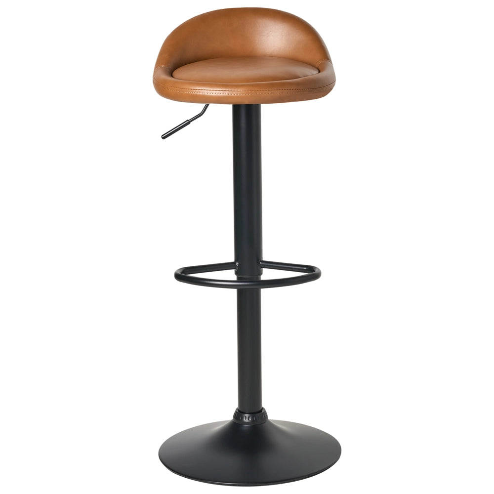Set di 2 sedie da bar marrone rivestito in ecopelle Poggiapiedi nero girevole regolabile in altezza Moderno