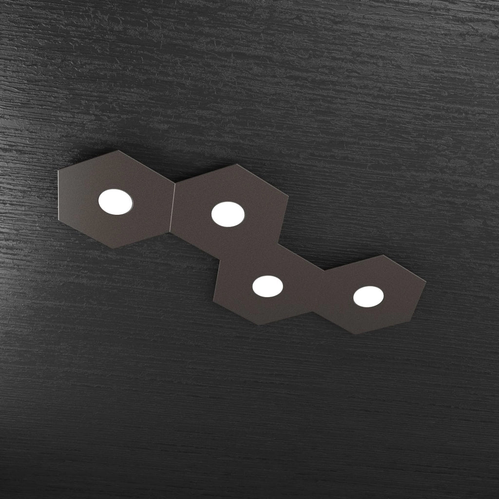 HEXAGON APPLIQUE-PLAFONIERA 4 LUCI MARRONE 1142-4L-MA