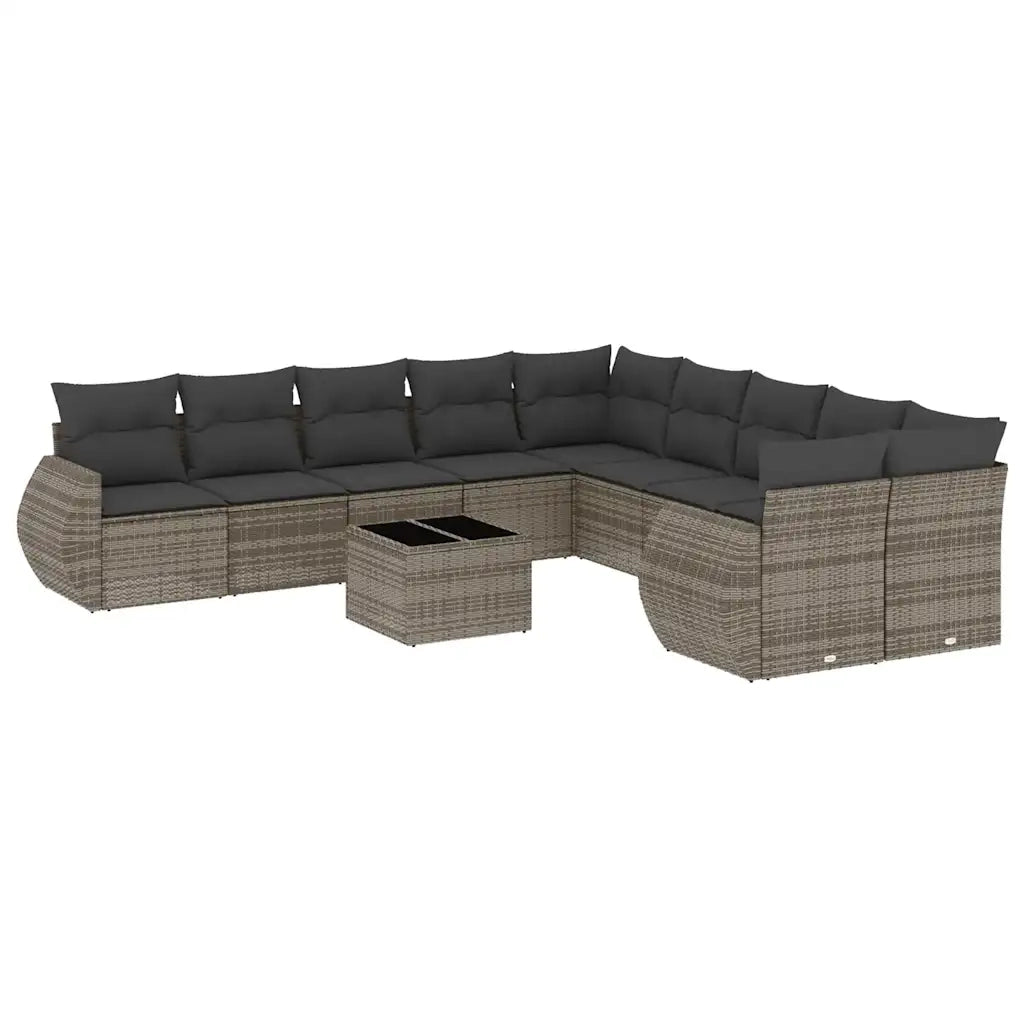 Set Divani da Giardino 11 pz con Cuscini in Polyrattan Grigio 3254259