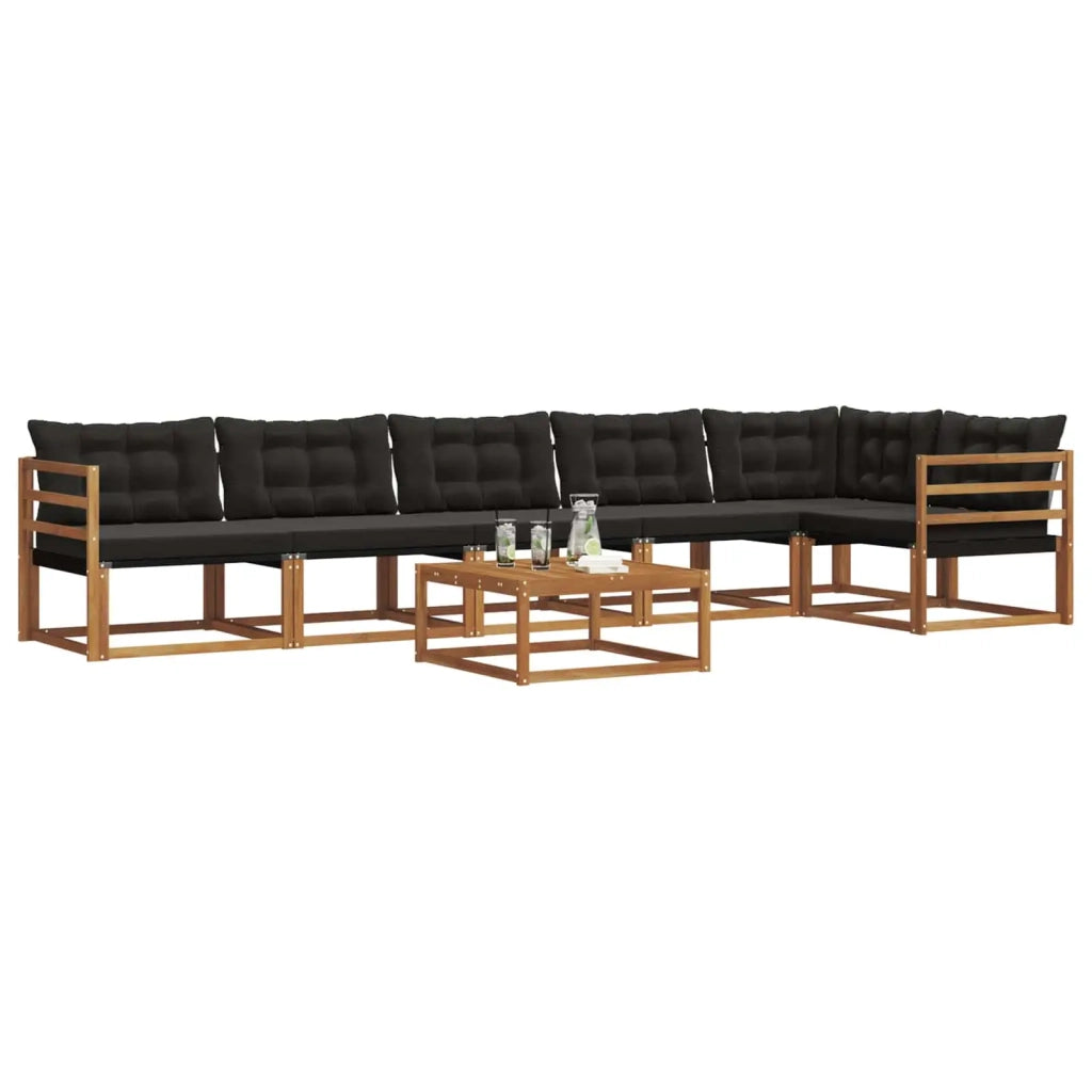 Set di divani da esterno con cuscino 7 pcs Naturale e Nero 3369519