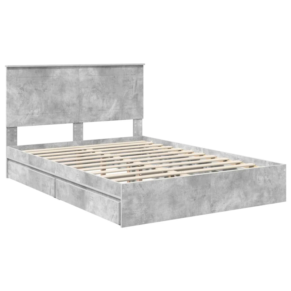 Letto con Contenitore con testiera Grigio cemento 150 x 200 cm