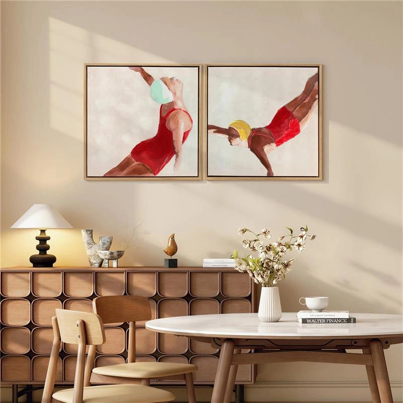 SET DI 2 QUADRI SU TELA MODERNI, STAMPA ARTISTICA DA PARETE CON GANCI INCLUSI, 40X40 CM