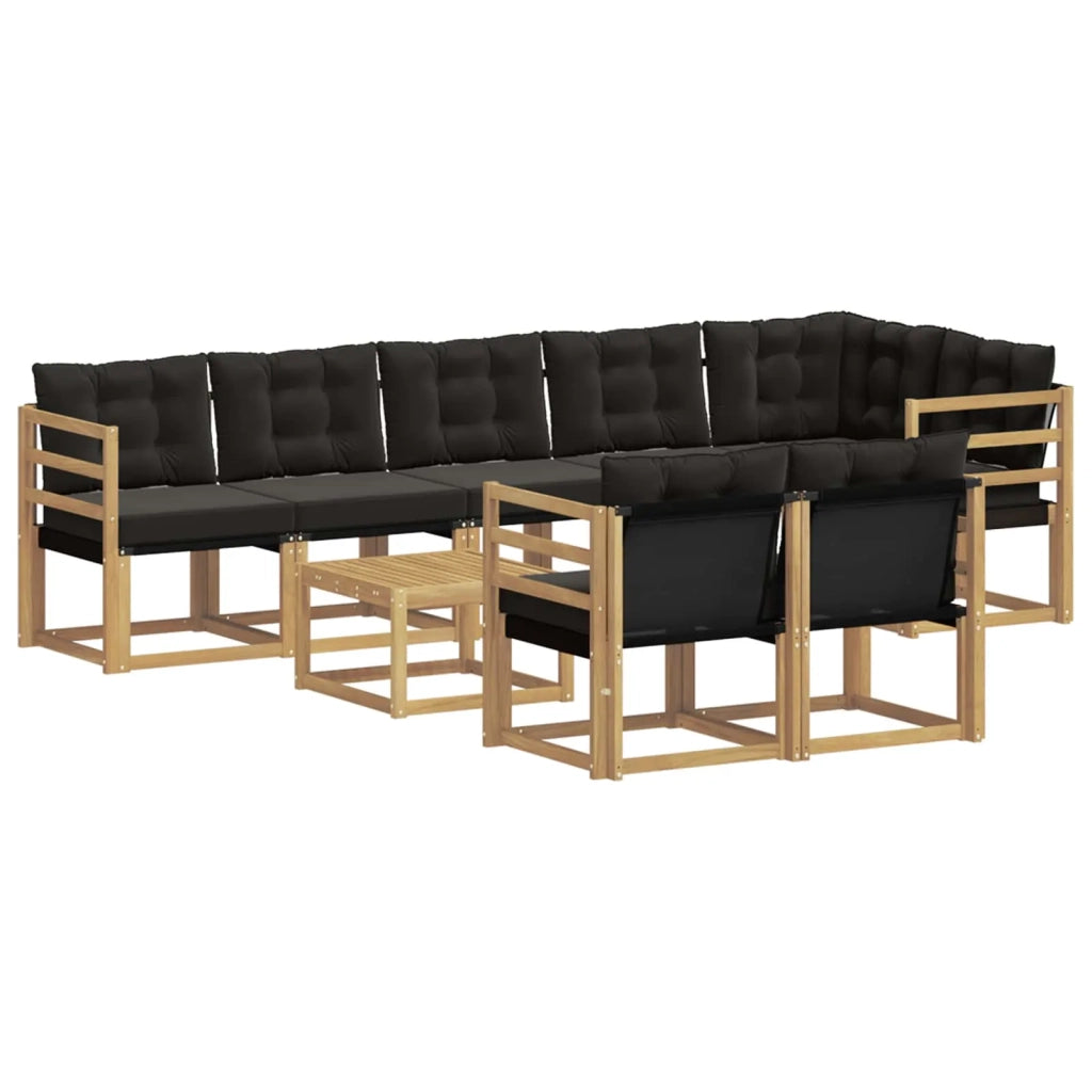 Set di divani da esterno con cuscino 9 pcs Bianco e Nero 3389610