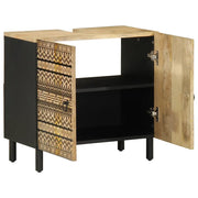 vidaXL Mobile Lavabo da Bagno Nero 62x33x58 cm Legno Massello di Mango