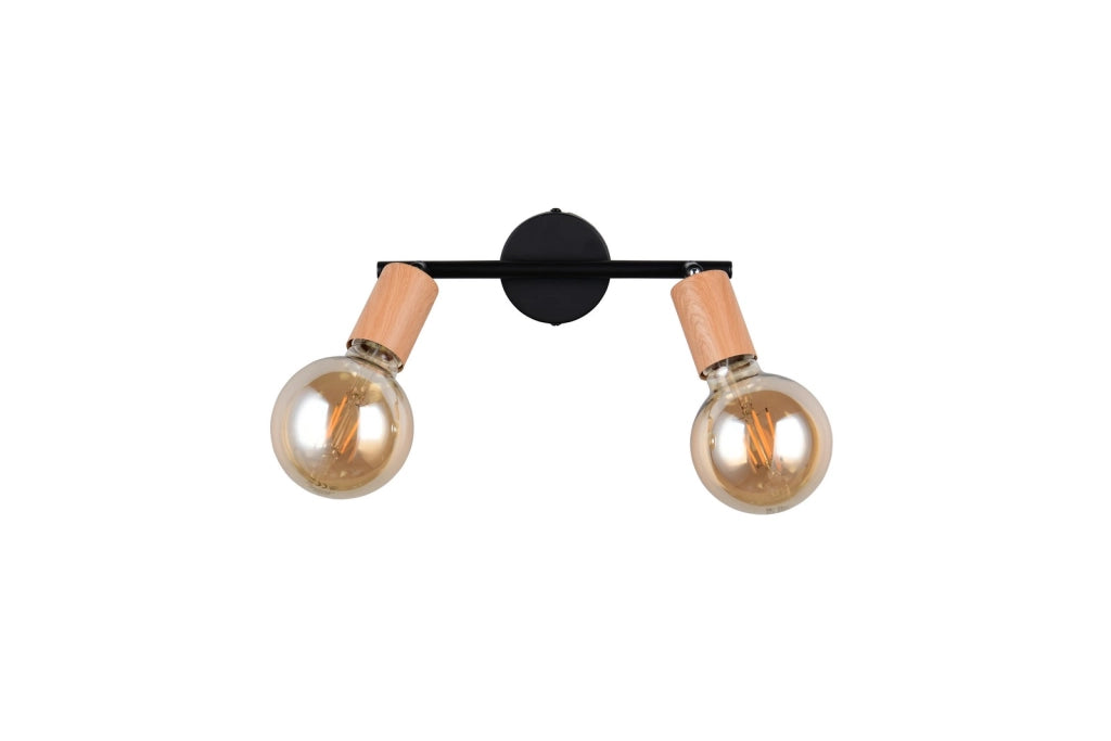 Faretto soffitto rustico LAMEGO 2xE27 nero legno RL