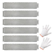Bordo da giardino con un paio di guanti per aiola e forma regolabile, Set 6 pezzi bordatura da giardino in metallo zincato Argento-Fioriere
