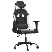 Sedia da Gaming | Sedia da e-sports Massaggiante Nera e Bianca in Similpelle
