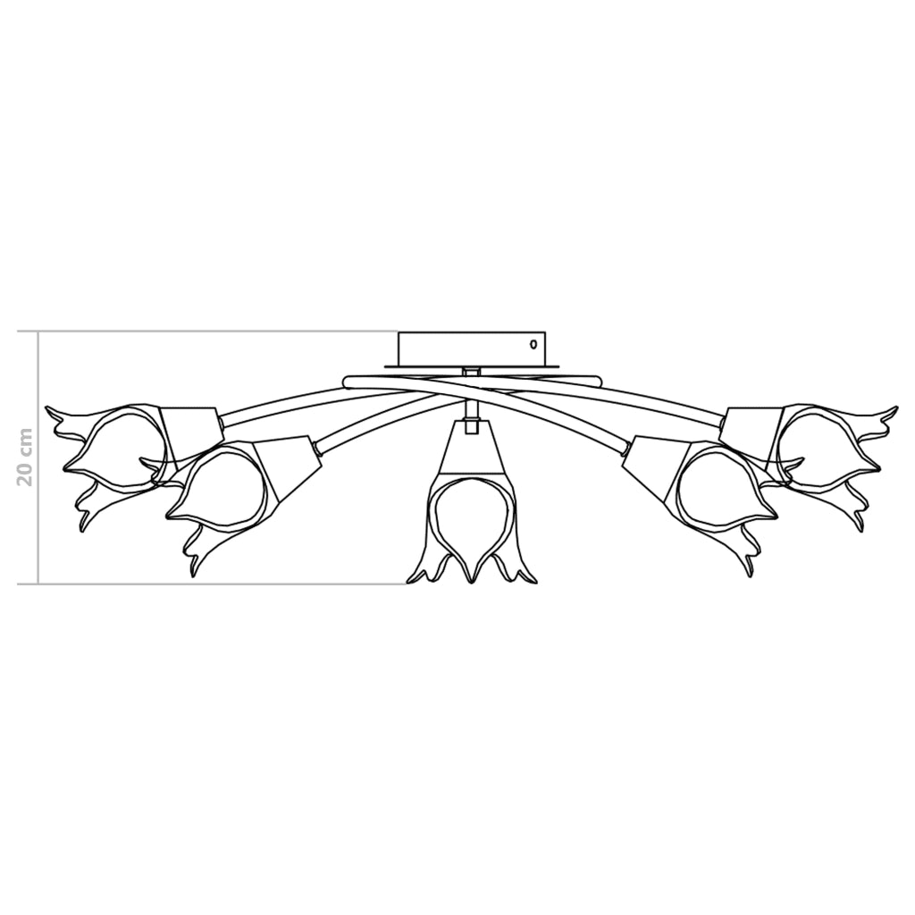 Lampadario con Paralumi in Vetro per 5 Lampadine E14 Tulipano CFW3406562