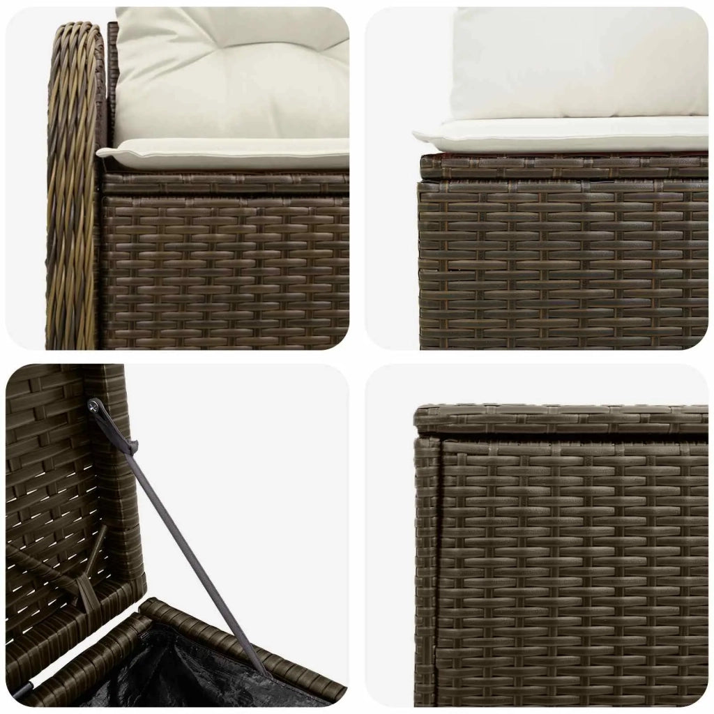Set di divani 5 pz Marrone e Bianco Crema 3447754