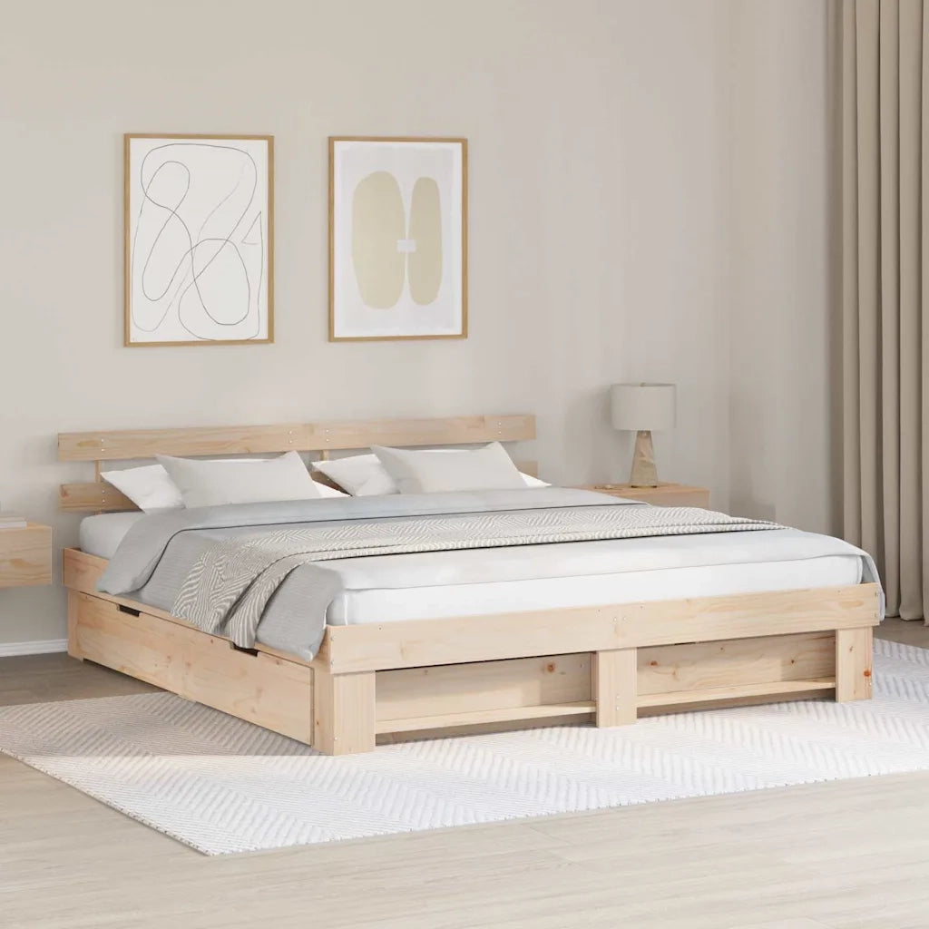 Struttura del letto Marrone 200 x 200 cm Pino massello 3382262