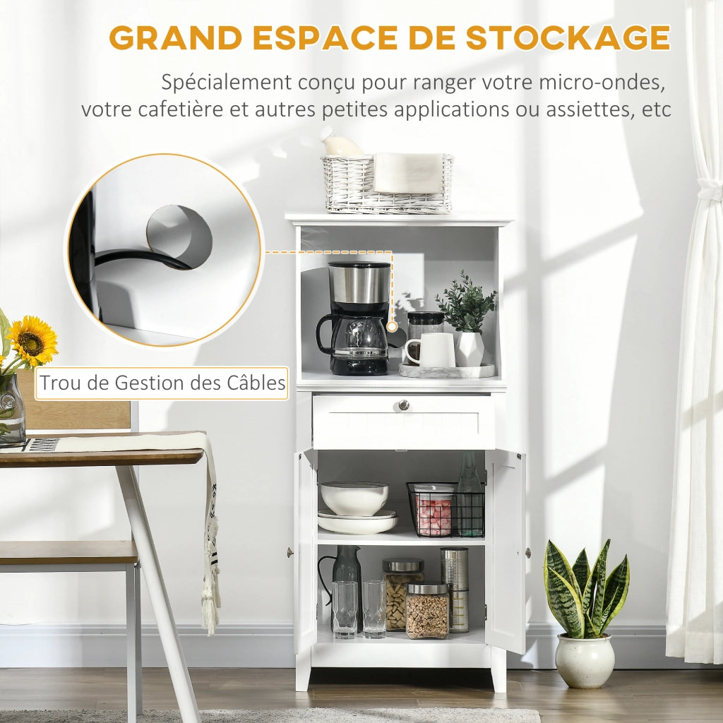 Armadio per microonde da cucina ¨C zephmum ¨C Bianco 60x40x122.5 cm MDF