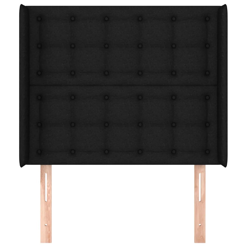 Testiera | Testata ad Orecchio Nera 103x16x118/128 cm in Tessuto