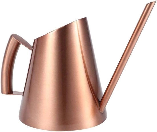 Annaffiante per Bonsai in Acciaio Inossidabile Miniato a Spazzolo per Piante da Interno con Spout Lungo Stile Moderno in Rosso Oro (S)