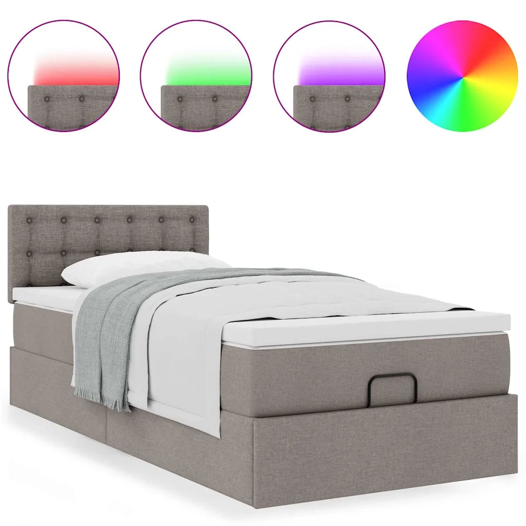Struttura Letto Pouf con Materasso Tortora 90x190 cm in Tessuto 3312440
