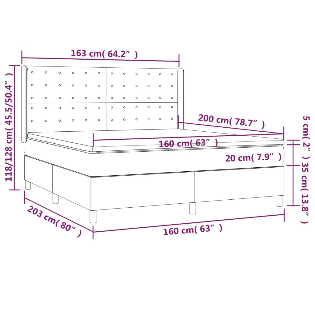 Giroletto a Molle con Materasso Grigio Scuro 160x200 cm Tessuto 3132322