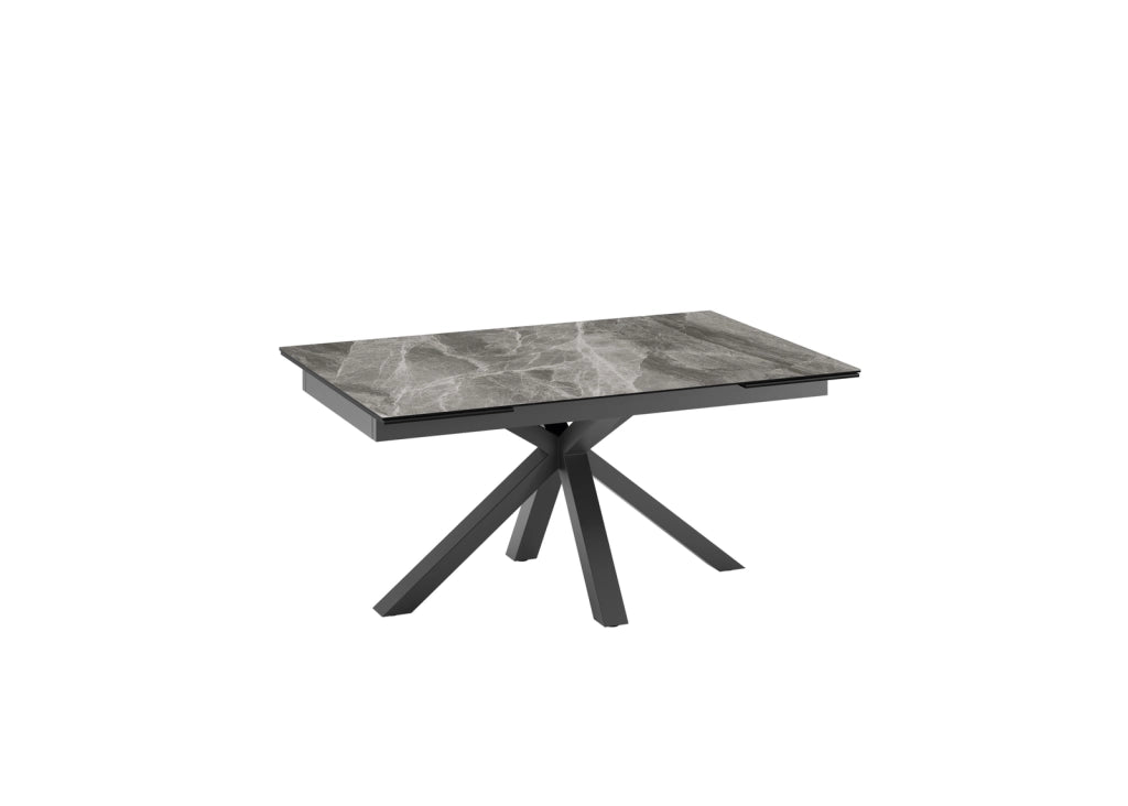 Tavolo allungabile Ceramica 1 160/240cm con top in ceramica marmo antracite lucido su vetro temperato e base in metallo - Stones