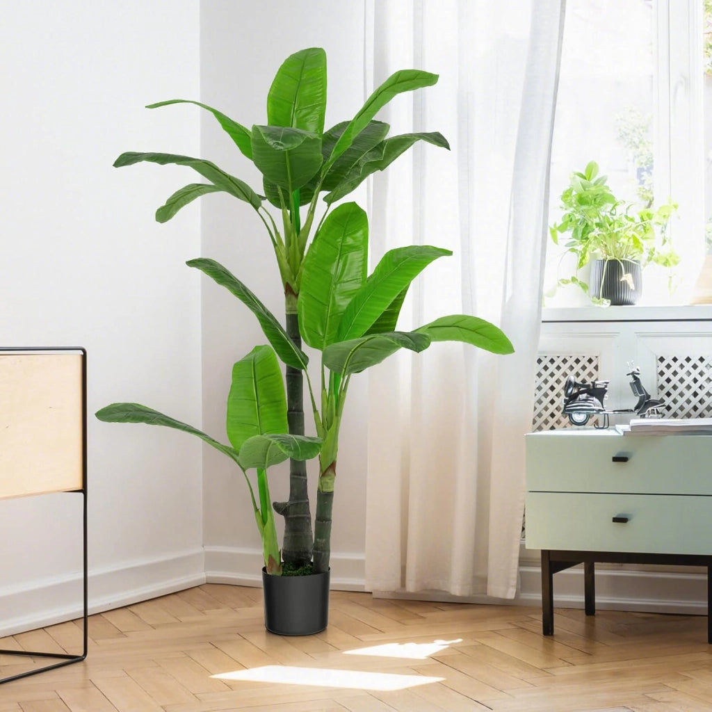 Pianta Artificiale 150cm, Palma Tropicale con Vaso in Cemento, Monstera Serpente con 18 Foglie, Decorazione Verde Artificiale per Casa e Ufficio