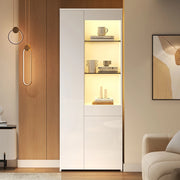 Vetrina 70x35x180 cm con cassetti e LED - Xylo - vetrina in vetro, carico max 45 kg, armadio alto