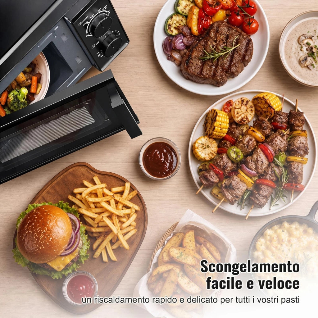 Forno a microonde multifunzione, forno a microonde domestico, 6 livelli di potenza, 20 L, 700 W, due manopole, nero