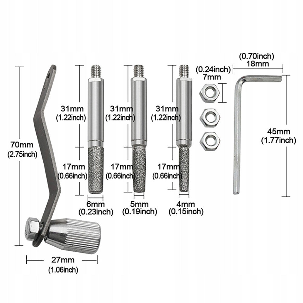 Set Barra di Guida 8" + 2x Catena 1/4" + Affilatrice Manuale con Manovella – Acciaio Temperato