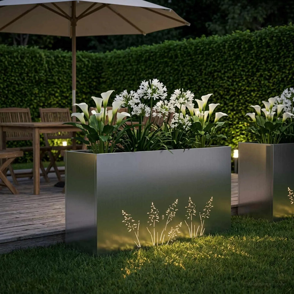 Vaso da giardino Argento 100 x 20 x 49 cm Acciaio zincato 8005858