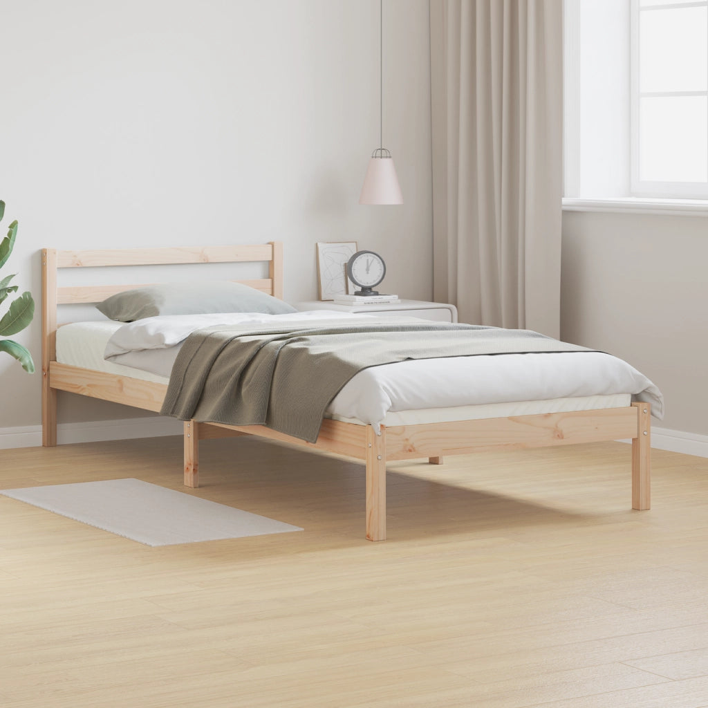 Struttura del letto  con testata 90x220 cm in legno massello di pino