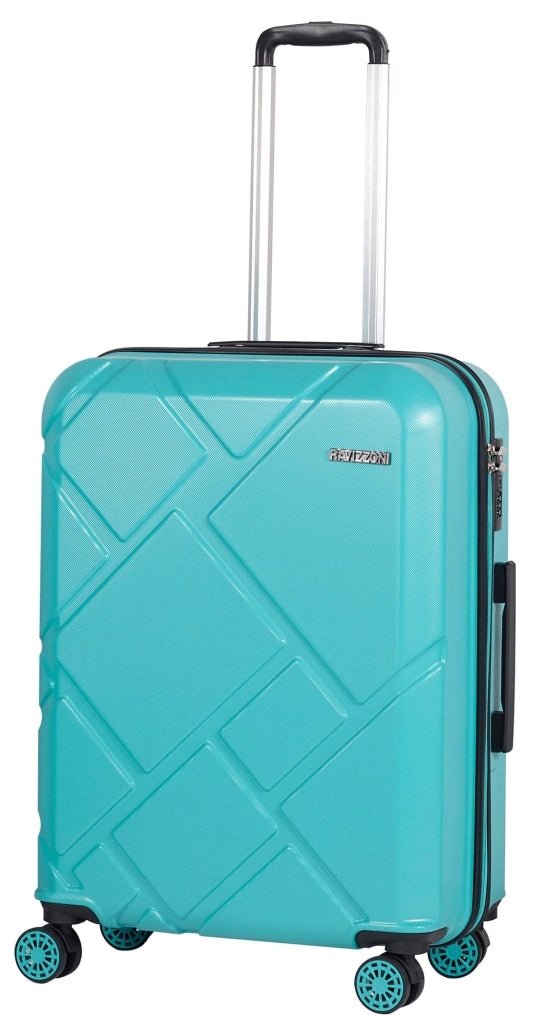 Set 3 Valigie Trolley Rigide in ABS 4 Ruote TSA Ravizzoni Mango Turchese