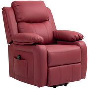 Poltrona Alzapersona Reclinabile con Poggiapiedi ¨C Zephmum ¨C Pelle PU, Rosso, 76x90x105 cm