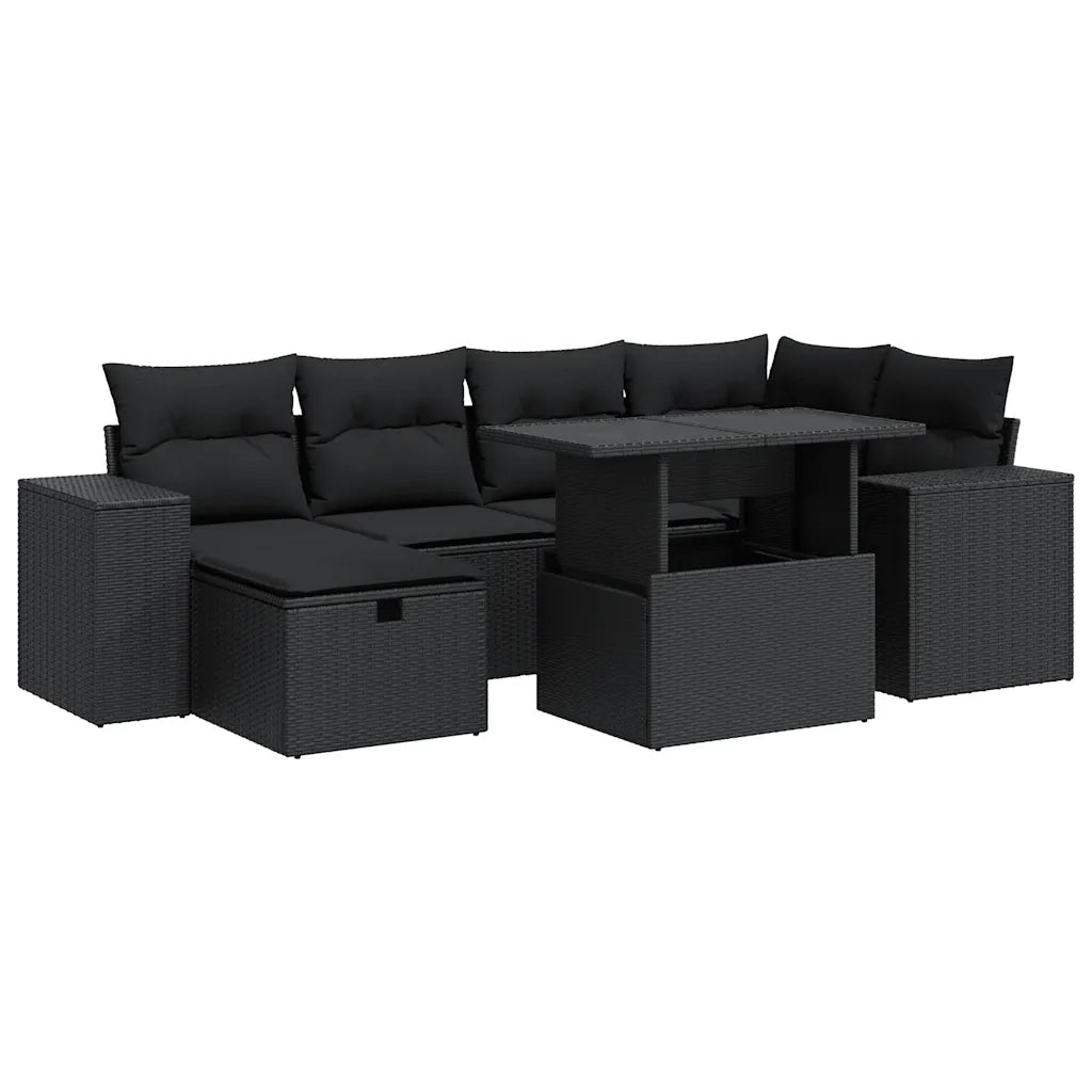 Set Divani da Giardino con Cuscini 8 pz Nero in Polyrattan 3327935