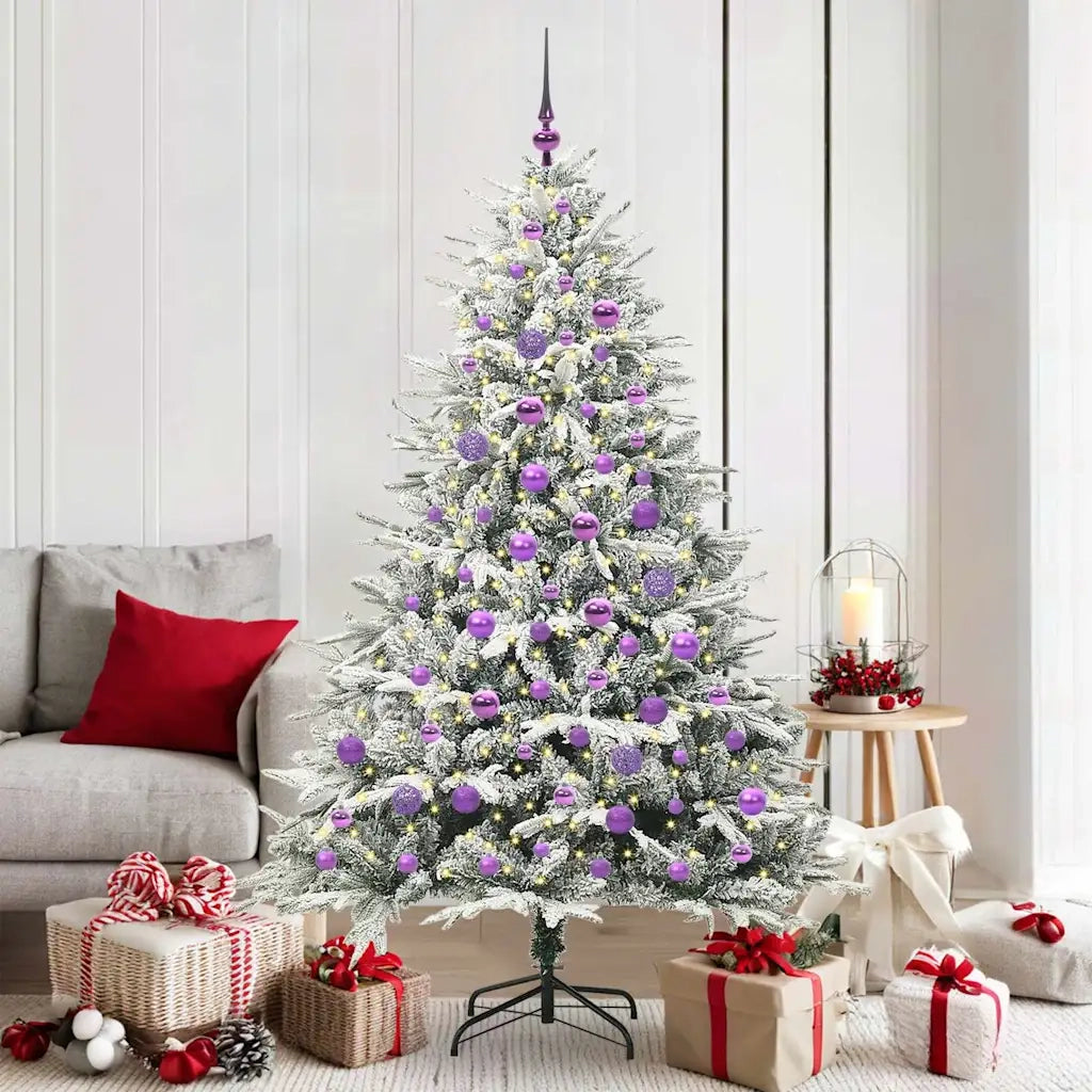 Albero di Natale Artificiale Pre-illuminato con Set di Palline