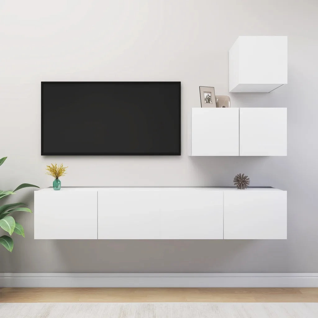 Set Mobili Porta TV 4 pz Bianco in Legno Multistrato 3078735