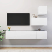 Set Mobili Porta TV 4 pz Bianco in Legno Multistrato 3078735