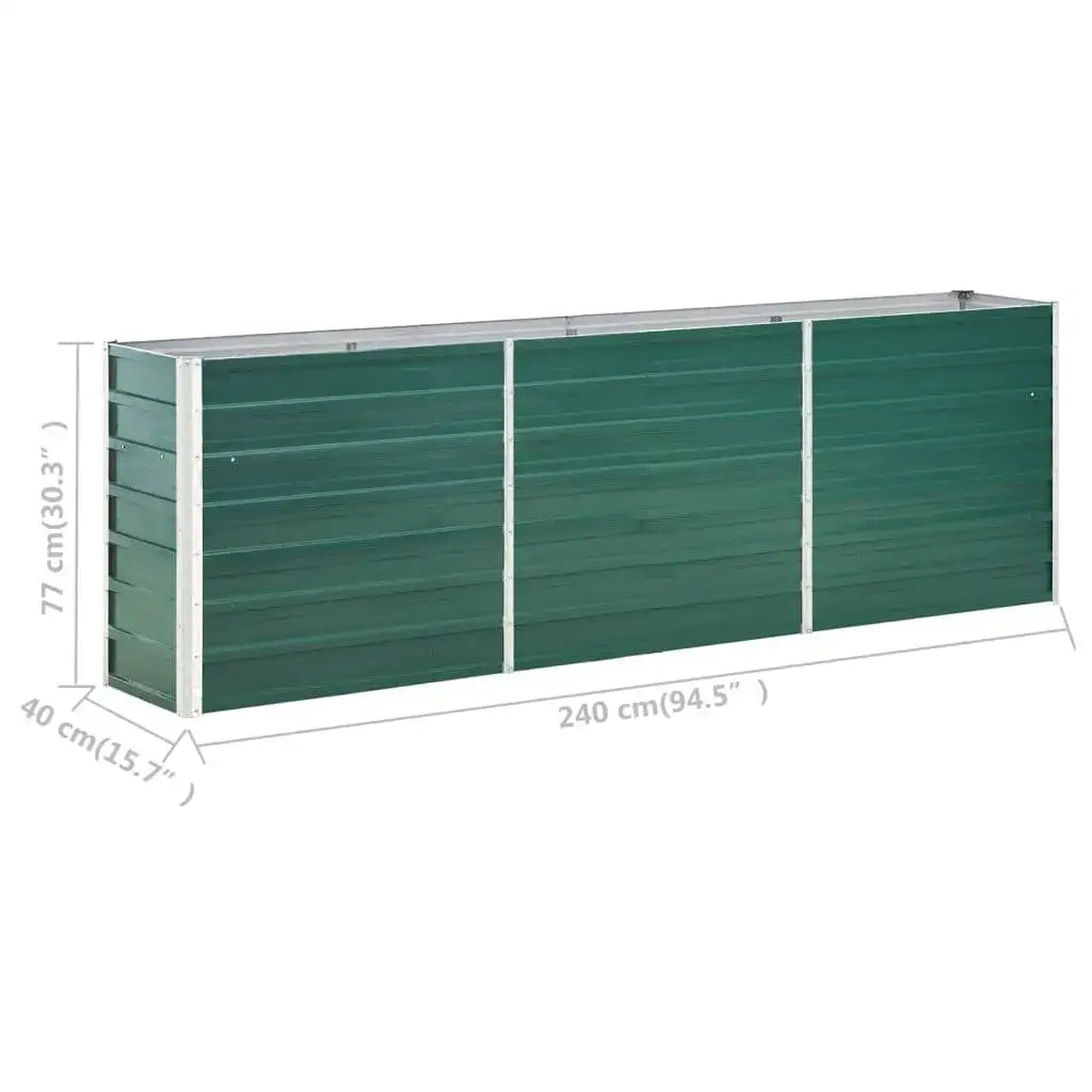 Letto Rialzato in Acciaio Zincato 240x40x77 cm Verde 47041