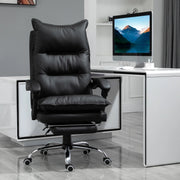 Sedia da ufficio in ecopelle ergonomica con poggiapiedi, braccioli e schienale reclinabile, girevole, nero