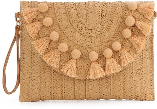 Borsa da Spalla con Cinturino per Donna con Tessuto di Lino Estivo con Bottoni per Viaggio di Lavoro e Vacanza