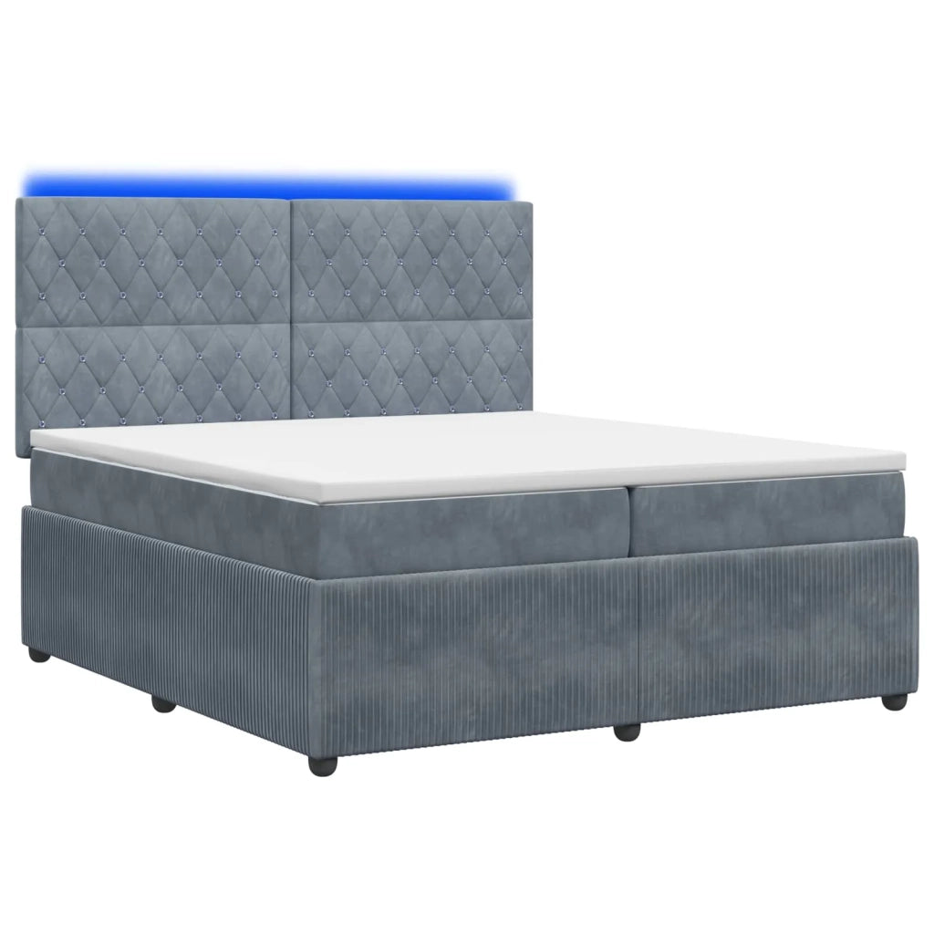 Letto Box Spring LED con Materasso Grigio Scuro 200 x 200 cm 3456132