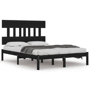 Letto matrimoniale | Letto per adulti | Giroletto Nero in Legno Massello 200x200 cm