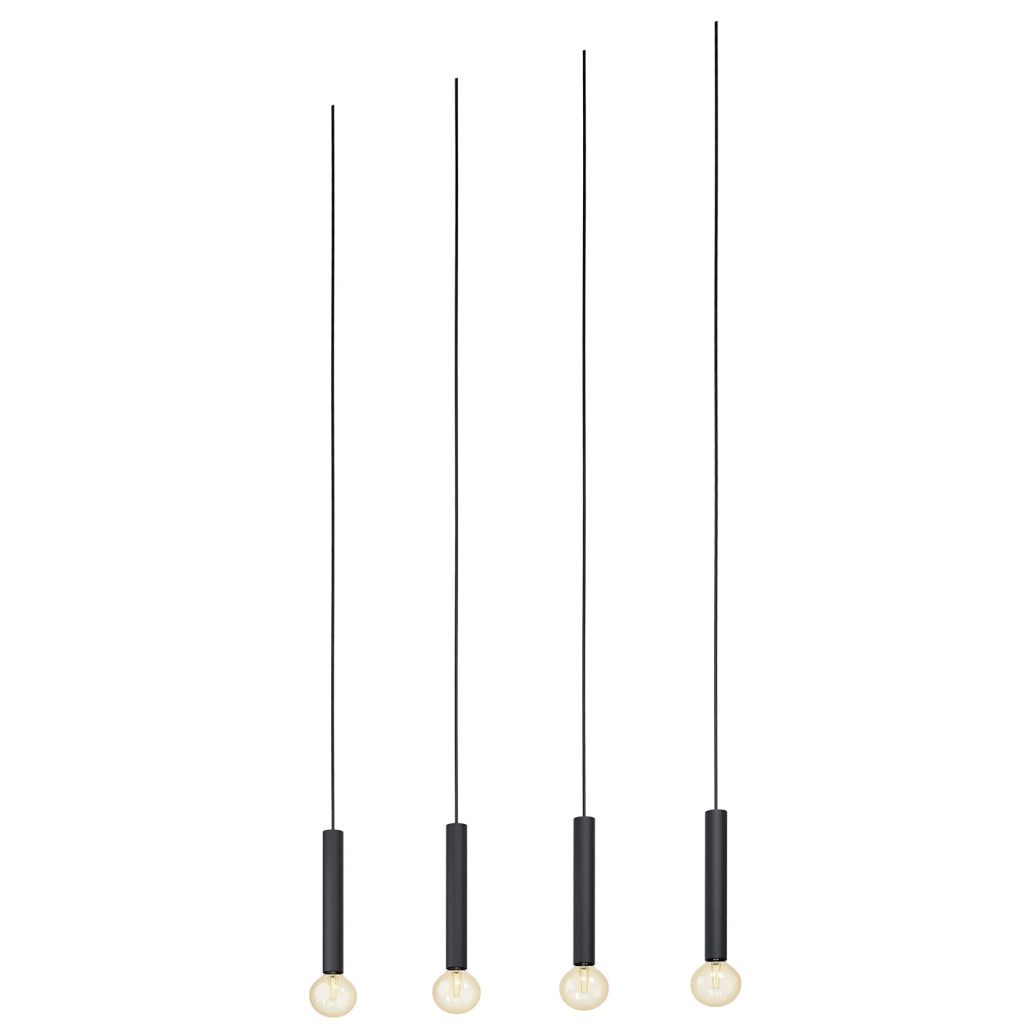 Lampadario A Sospensione Contemporaneo Cortenova Acciaio Nero 4 Luci E27