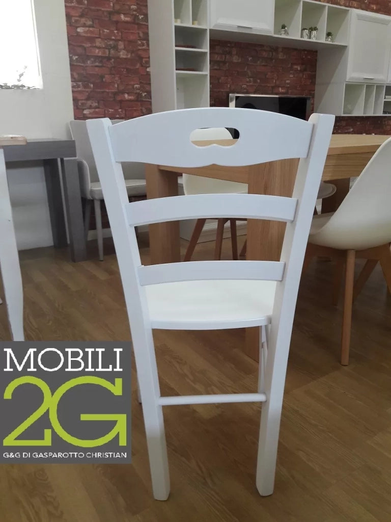 Set 2 sedie shabby impugnatura legno laccato bianco (1002) - Mobili 2G
