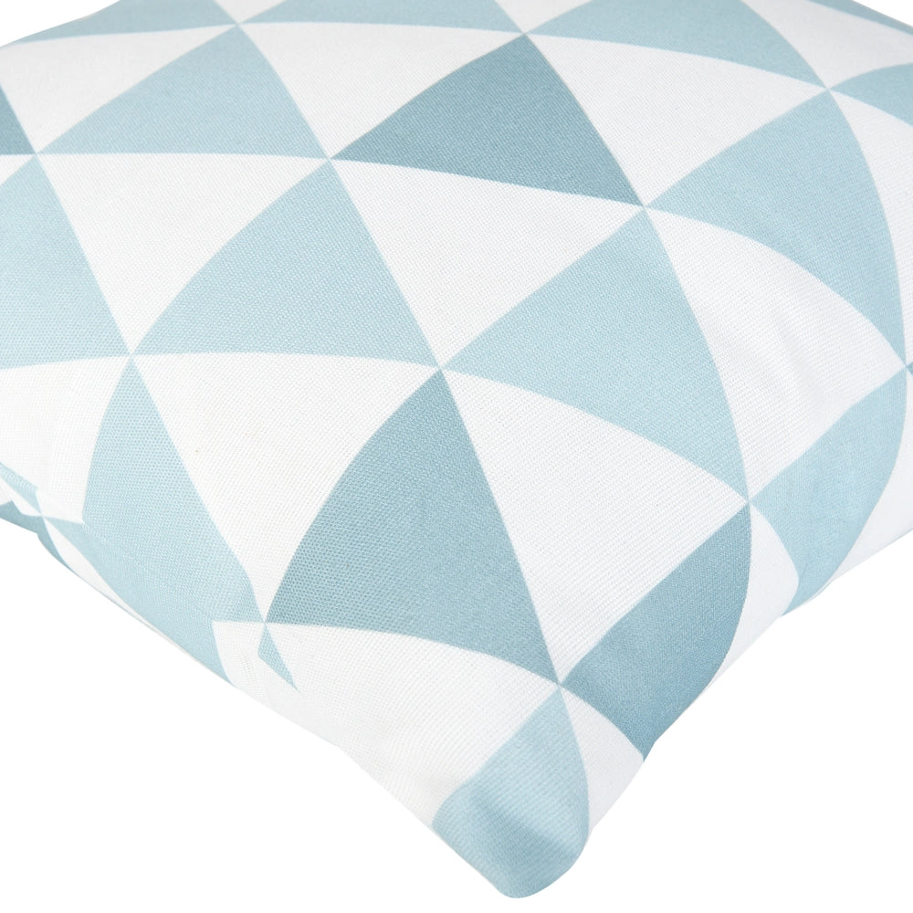 Set di 2 cuscini per esterni in poliestere bianco blu con motivo geometrico con cerniera
