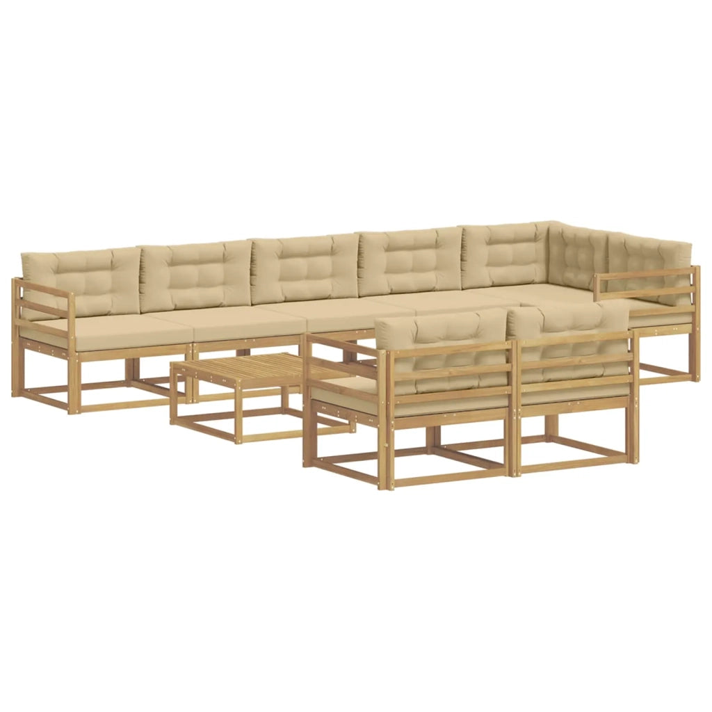 Set di divani da esterno 9 pcs Bianco e Beige 79 x 79 x 37 cm