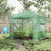 Serra pieghevole da giardino con porta e finestre arrotolabili, copertura in PE, struttura in acciaio, verde, 238 x 178 x 240 cm