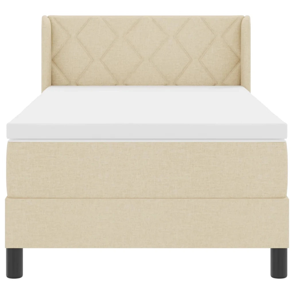 Letto a molle con testiera Crema 200 x 100 cm Tessuto 3341158