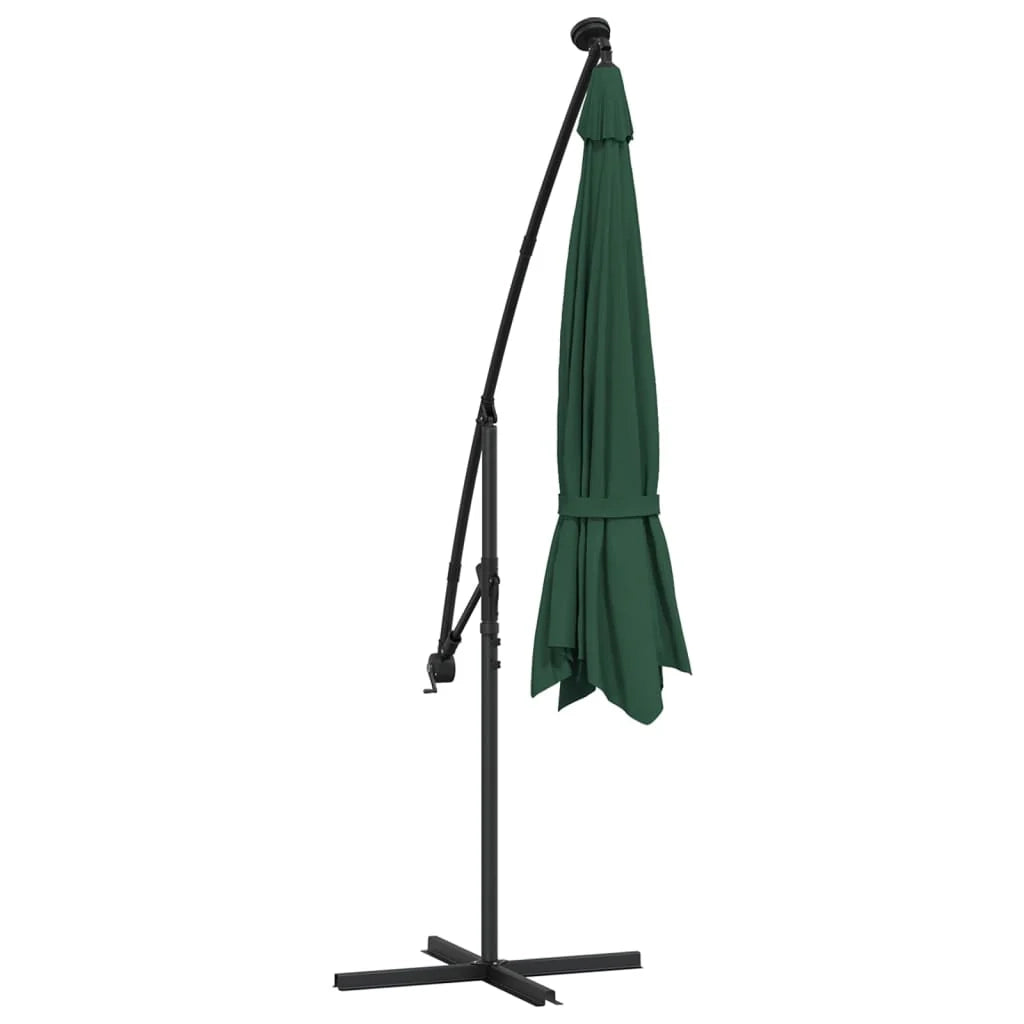 Ombrellone da giardino con base a sbalzo e palo in metallo 350 cm verde 02_0008656